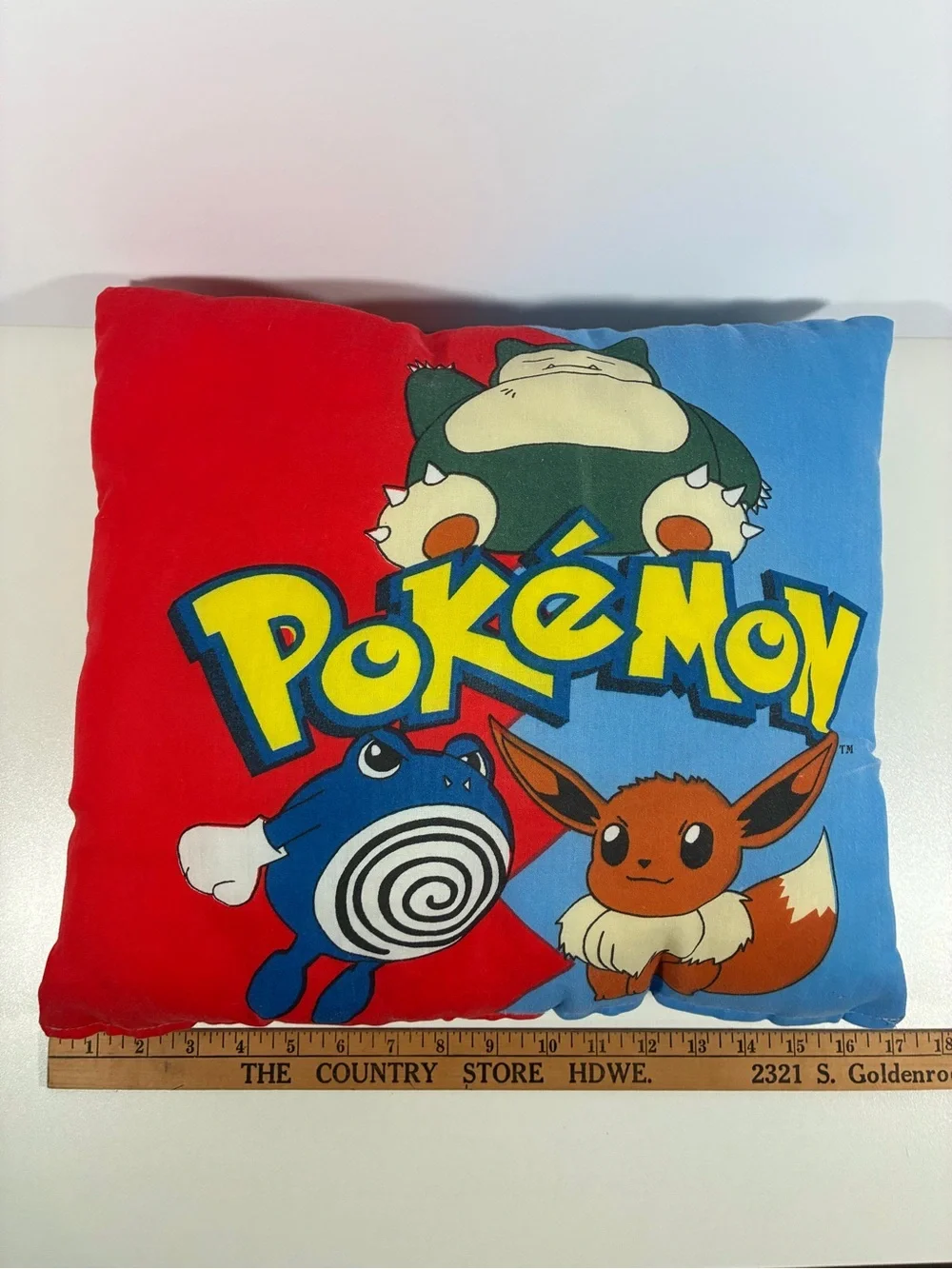 Vintage Pokemon Pillow 1995-1998 Retro Nintendo Throw Pillow Pikachu Ash 17x17